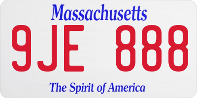 MA license plate 9JE888