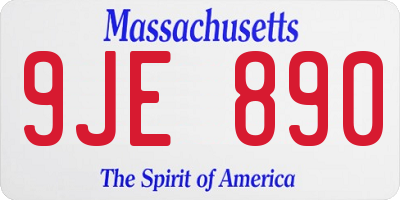 MA license plate 9JE890