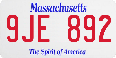 MA license plate 9JE892