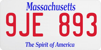 MA license plate 9JE893