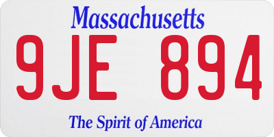 MA license plate 9JE894