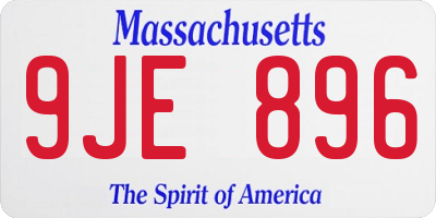 MA license plate 9JE896
