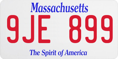 MA license plate 9JE899