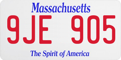 MA license plate 9JE905