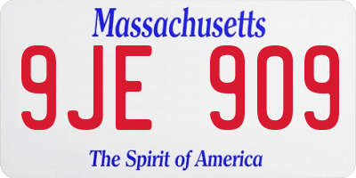 MA license plate 9JE909