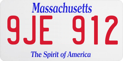 MA license plate 9JE912