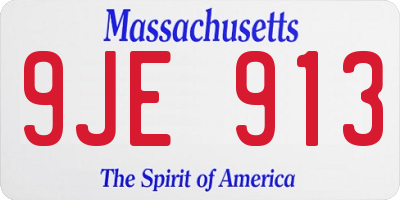 MA license plate 9JE913