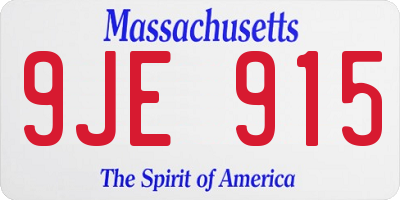 MA license plate 9JE915