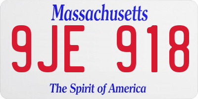 MA license plate 9JE918