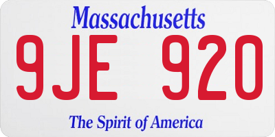 MA license plate 9JE920
