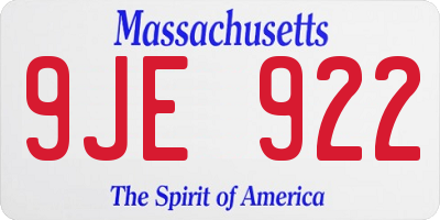 MA license plate 9JE922