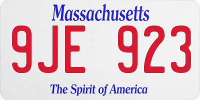 MA license plate 9JE923