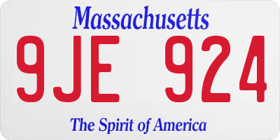 MA license plate 9JE924