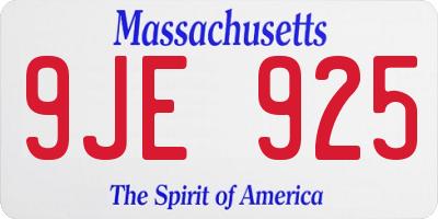 MA license plate 9JE925