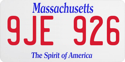 MA license plate 9JE926