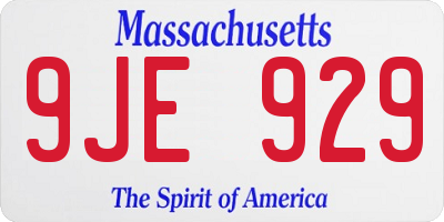 MA license plate 9JE929