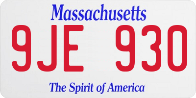 MA license plate 9JE930
