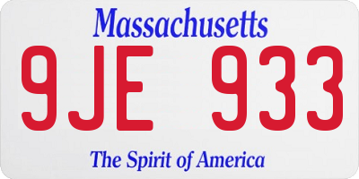 MA license plate 9JE933