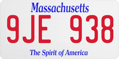 MA license plate 9JE938
