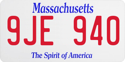 MA license plate 9JE940
