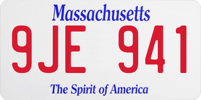 MA license plate 9JE941