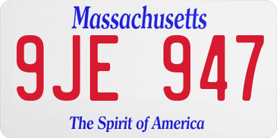 MA license plate 9JE947