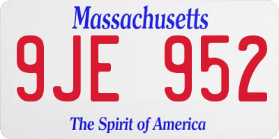 MA license plate 9JE952