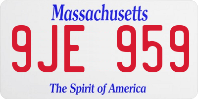 MA license plate 9JE959