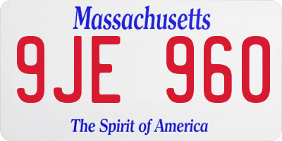 MA license plate 9JE960