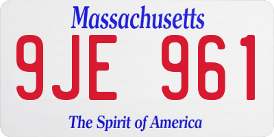 MA license plate 9JE961