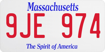 MA license plate 9JE974
