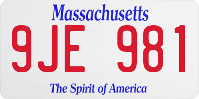 MA license plate 9JE981