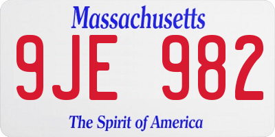 MA license plate 9JE982