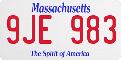 MA license plate 9JE983