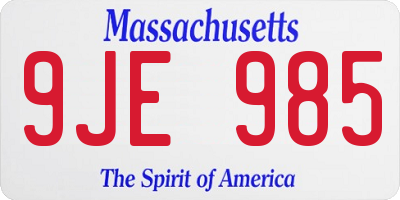 MA license plate 9JE985