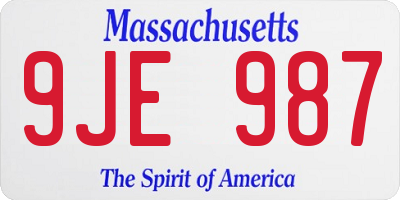 MA license plate 9JE987