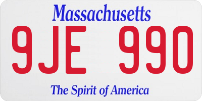 MA license plate 9JE990
