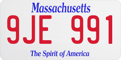 MA license plate 9JE991