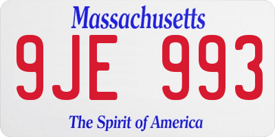 MA license plate 9JE993