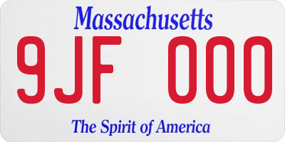 MA license plate 9JF000