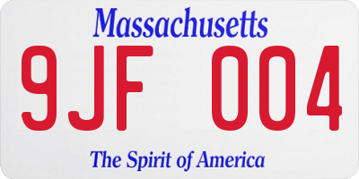 MA license plate 9JF004