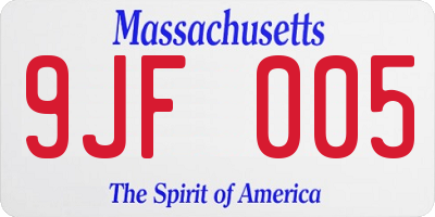 MA license plate 9JF005