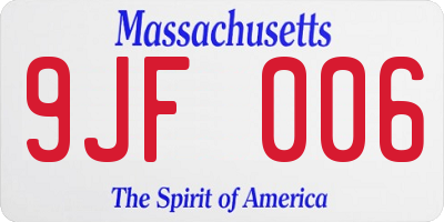 MA license plate 9JF006