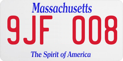 MA license plate 9JF008