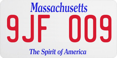 MA license plate 9JF009