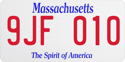 MA license plate 9JF010
