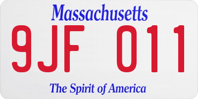 MA license plate 9JF011