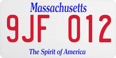 MA license plate 9JF012