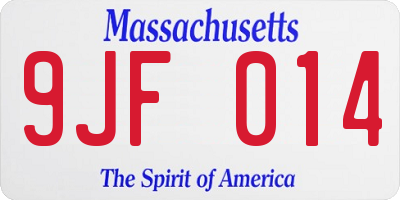 MA license plate 9JF014