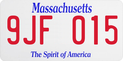 MA license plate 9JF015